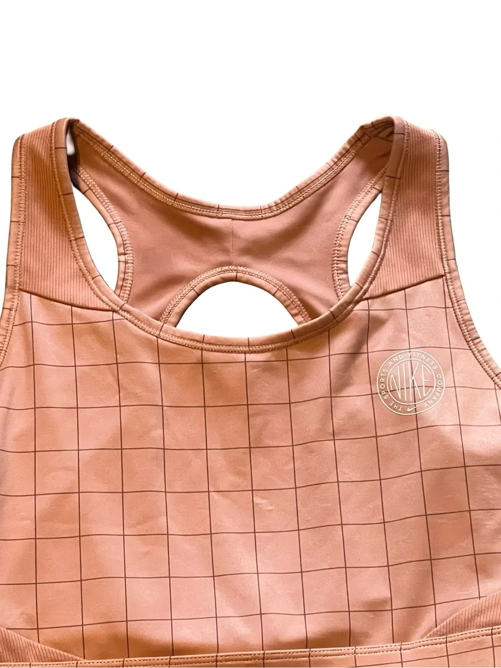 Nike grid orange racer back padless sports bra size XL